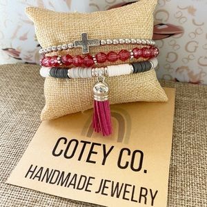 3 for $10 🛍️ Handmade Custom Stackable Bead Friendship Bracelet Set Silver Cross